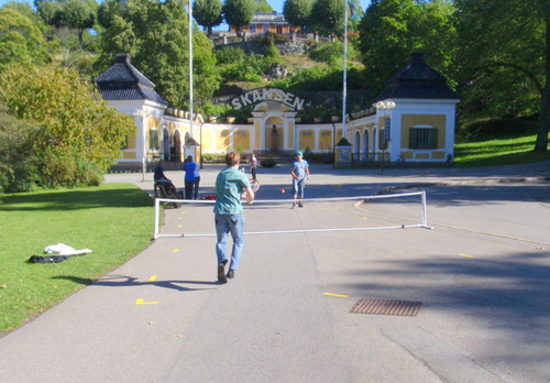 Kids teaching themselves Tennis.